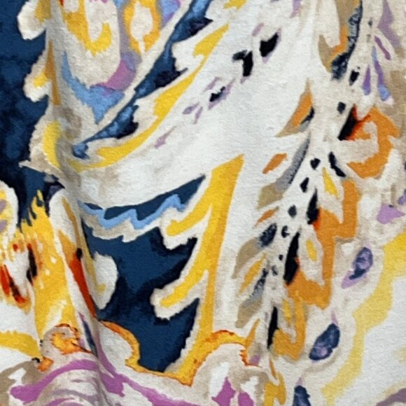 Chicos Abstract Paisley Dress Small Blue Yellow Short Sleeve Stretch - Picture 6 of 11
